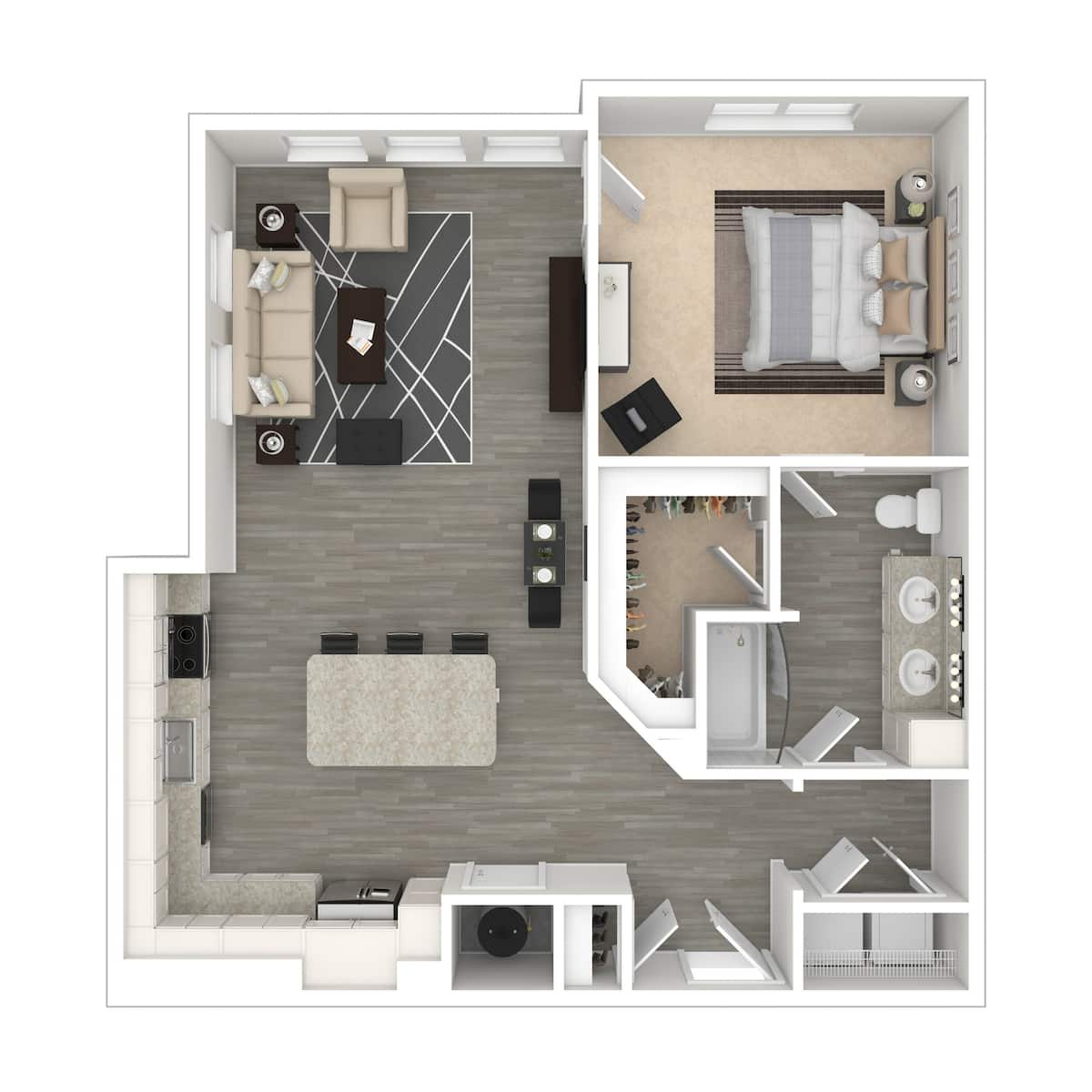 Floorplan diagram for Dove, showing 1 bedroom