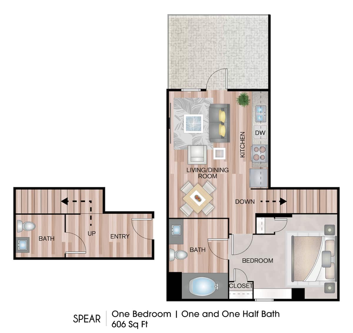 Floorplan diagram for Spear, showing 1 bedroom