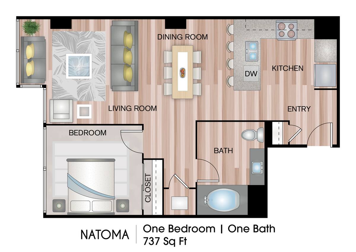 Floorplan diagram for Natoma, showing 1 bedroom