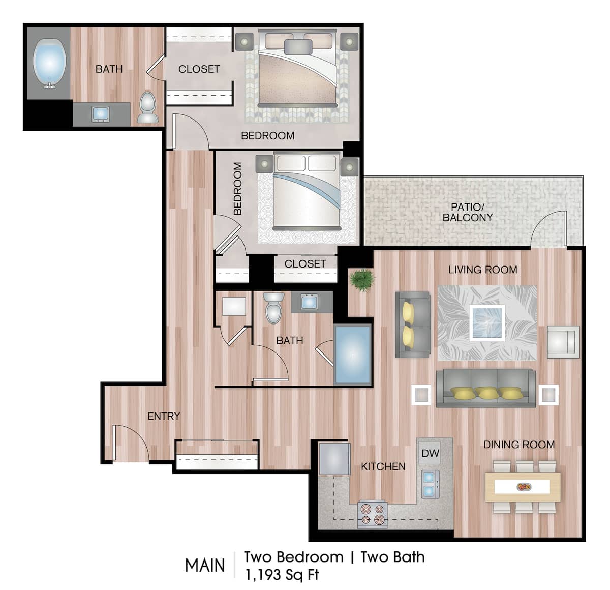Floorplan diagram for Main, showing 2 bedroom