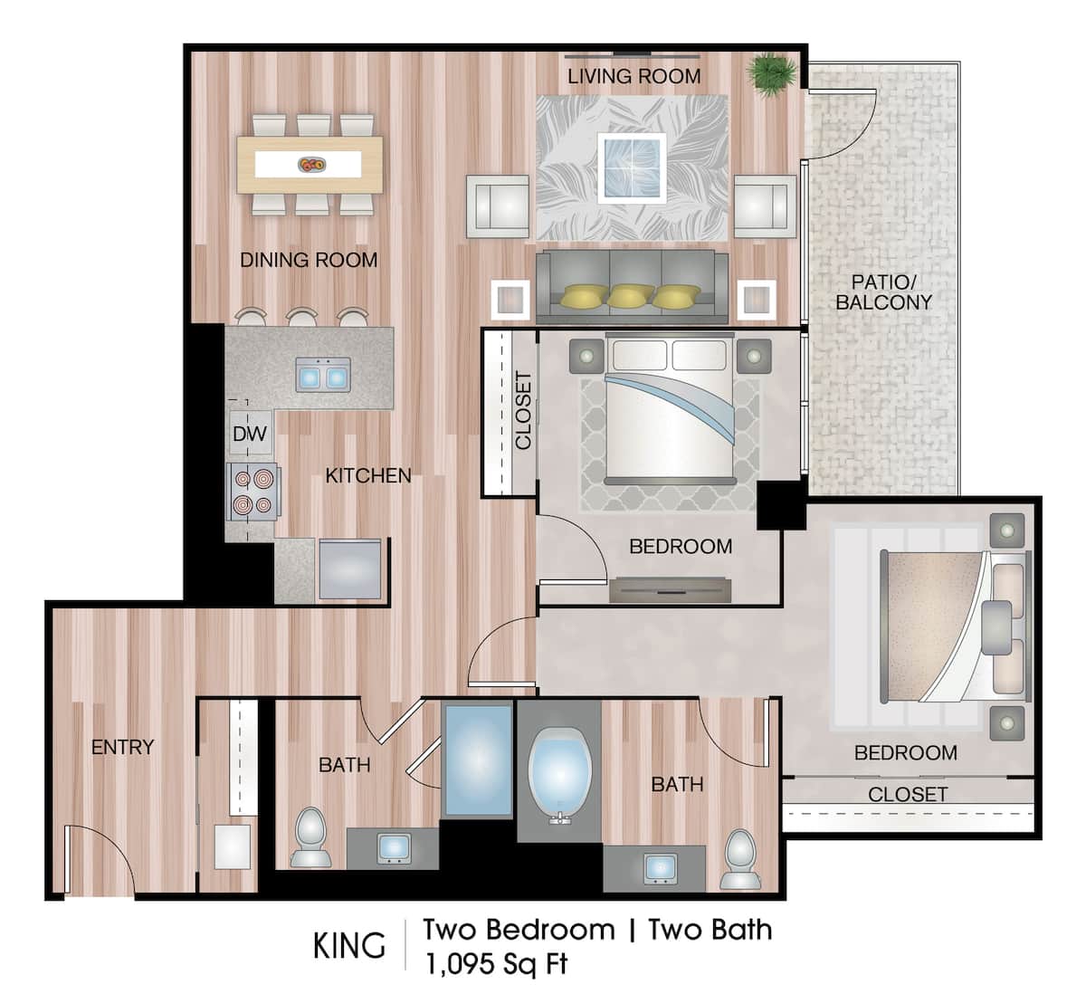 Floorplan diagram for King, showing 2 bedroom