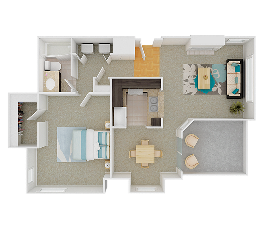 Floorplan diagram for Tamarack, showing 1 bedroom