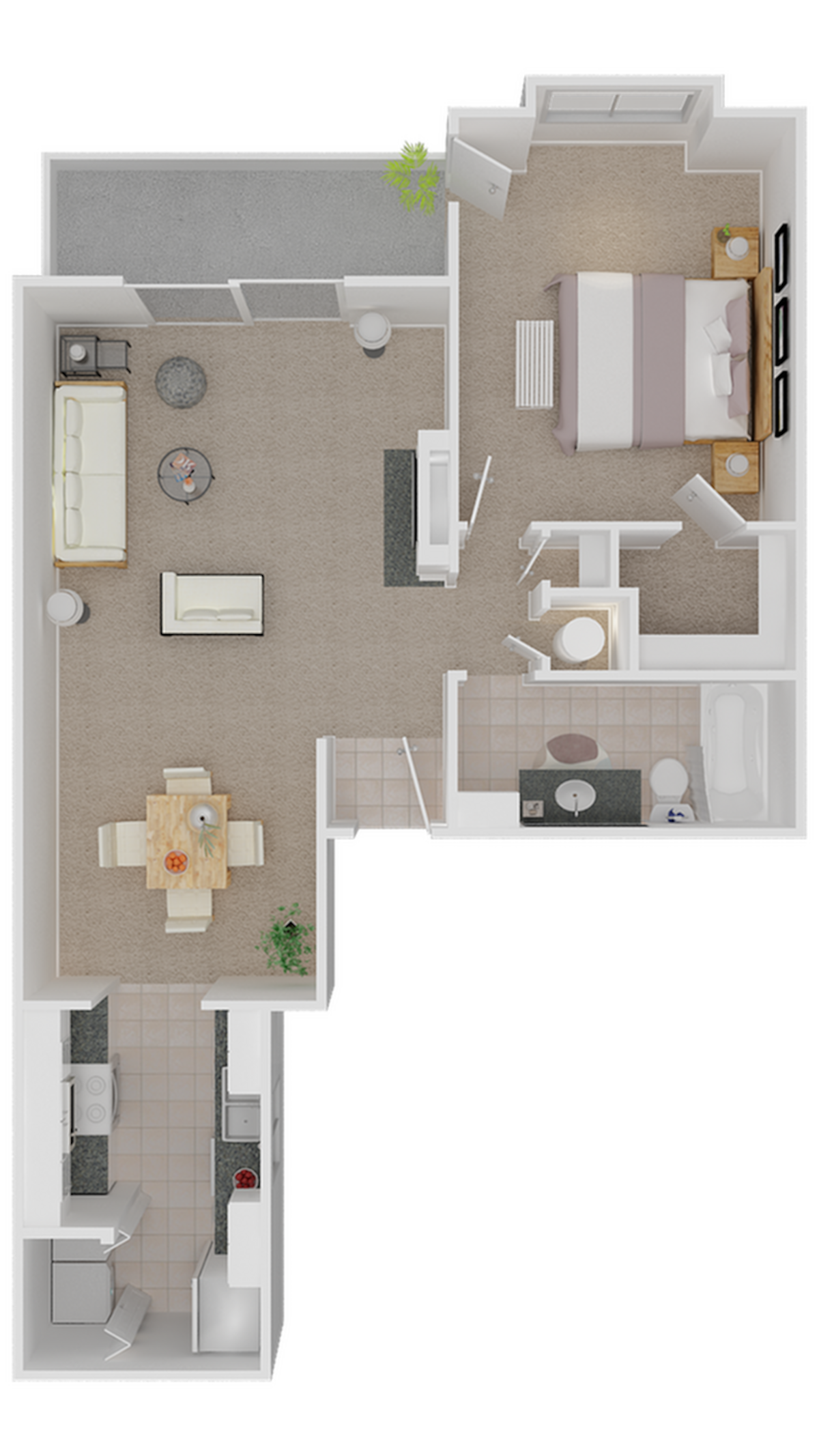 Floorplan diagram for Banyon, showing 1 bedroom