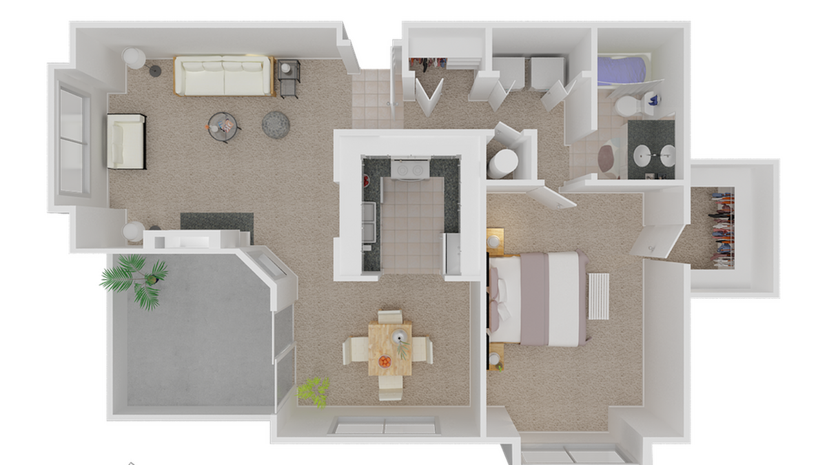 Floorplan diagram for Aspen, showing 1 bedroom