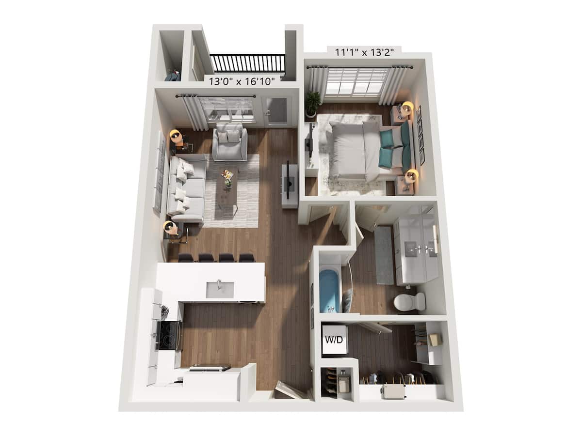 Floorplan diagram for A5, showing 1 bedroom