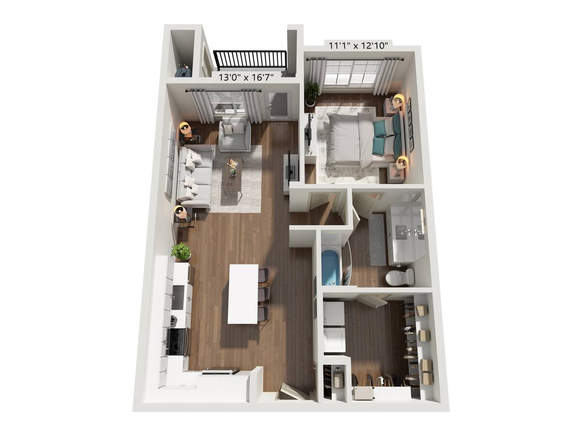 Floorplan diagram for A7, showing 1 bedroom