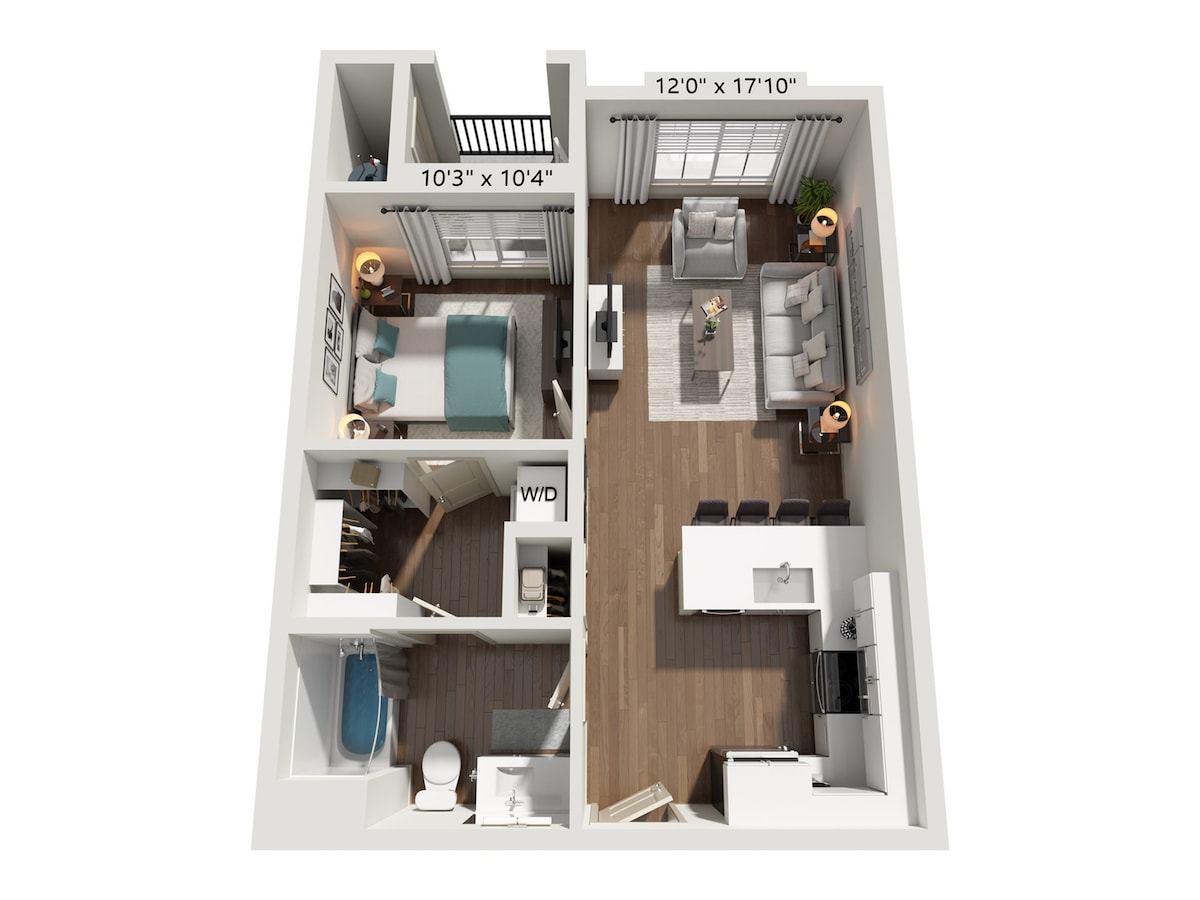Floorplan diagram for A6, showing 1 bedroom