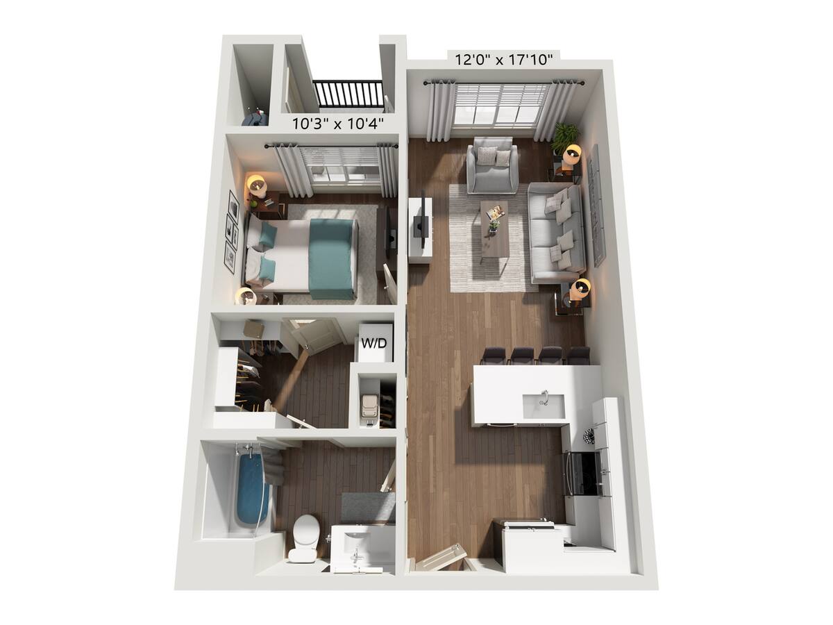 Floorplan diagram for A6, showing 1 bedroom