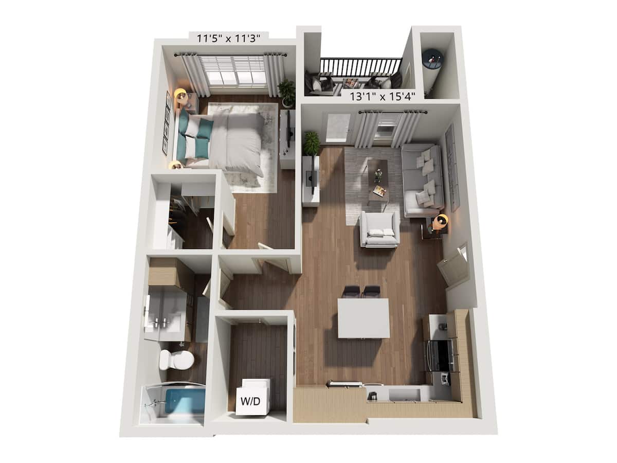 Floorplan diagram for A2, showing 1 bedroom