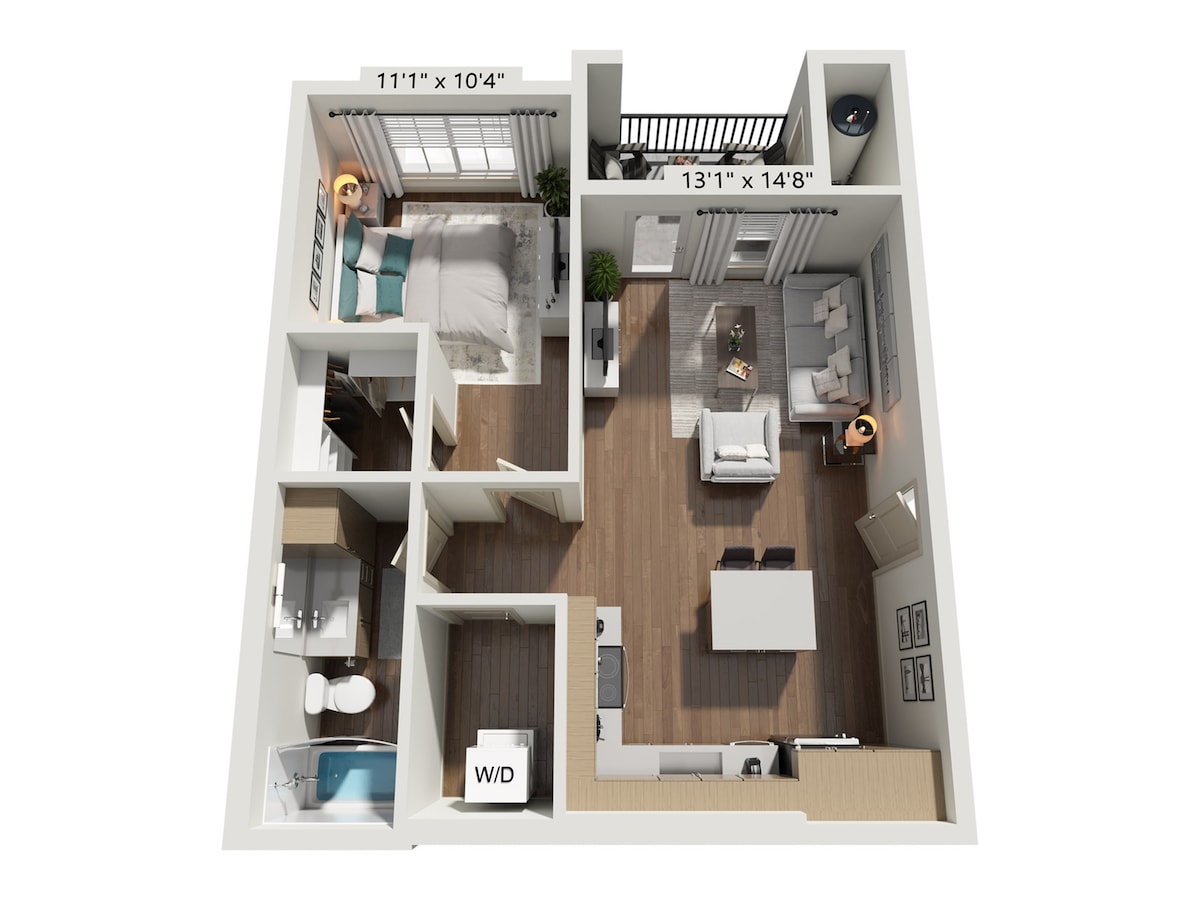 Floorplan diagram for A1, showing 1 bedroom