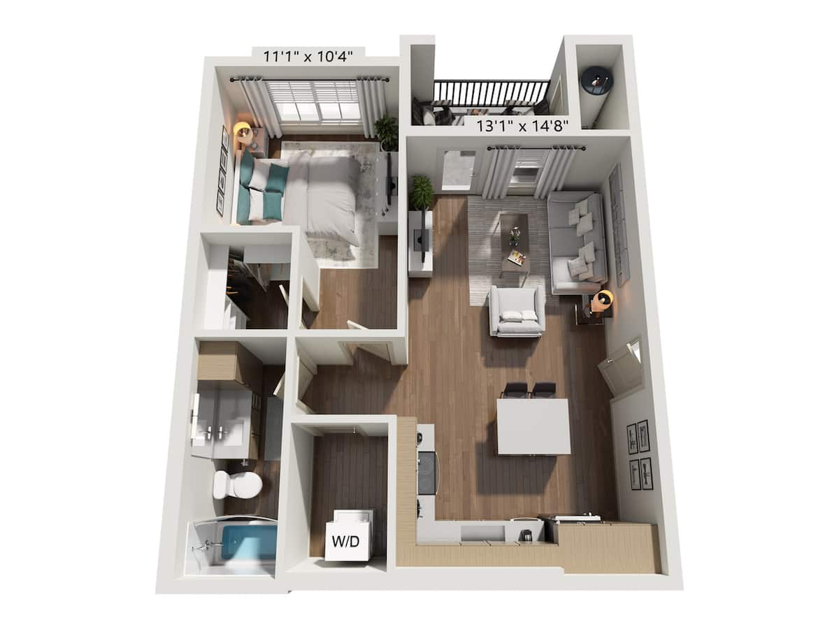 Floorplan diagram for A1, showing 1 bedroom