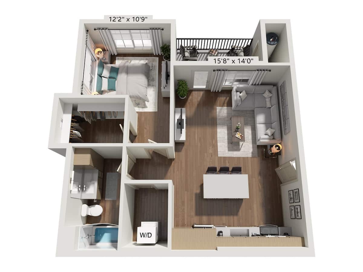 Floorplan diagram for A3, showing 1 bedroom
