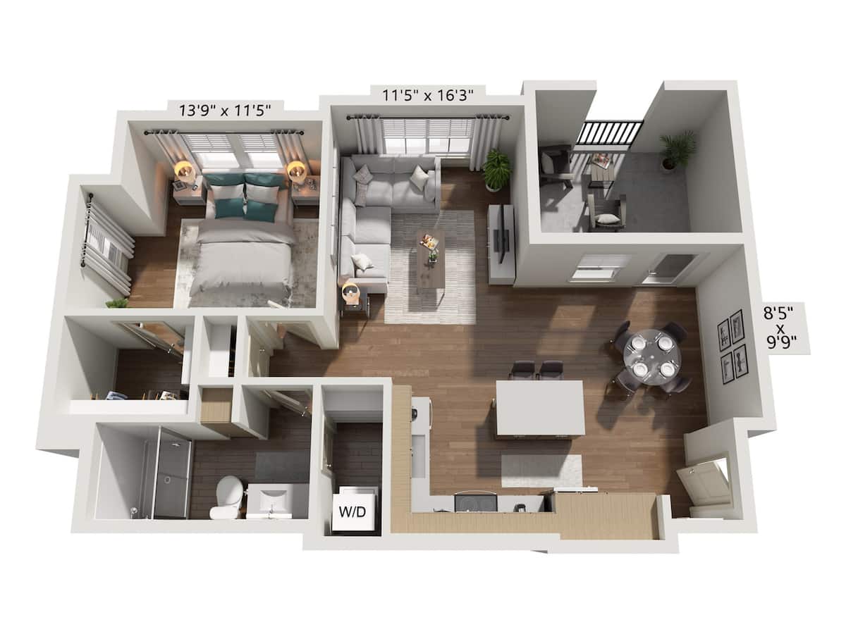 Floorplan diagram for A4, showing 1 bedroom