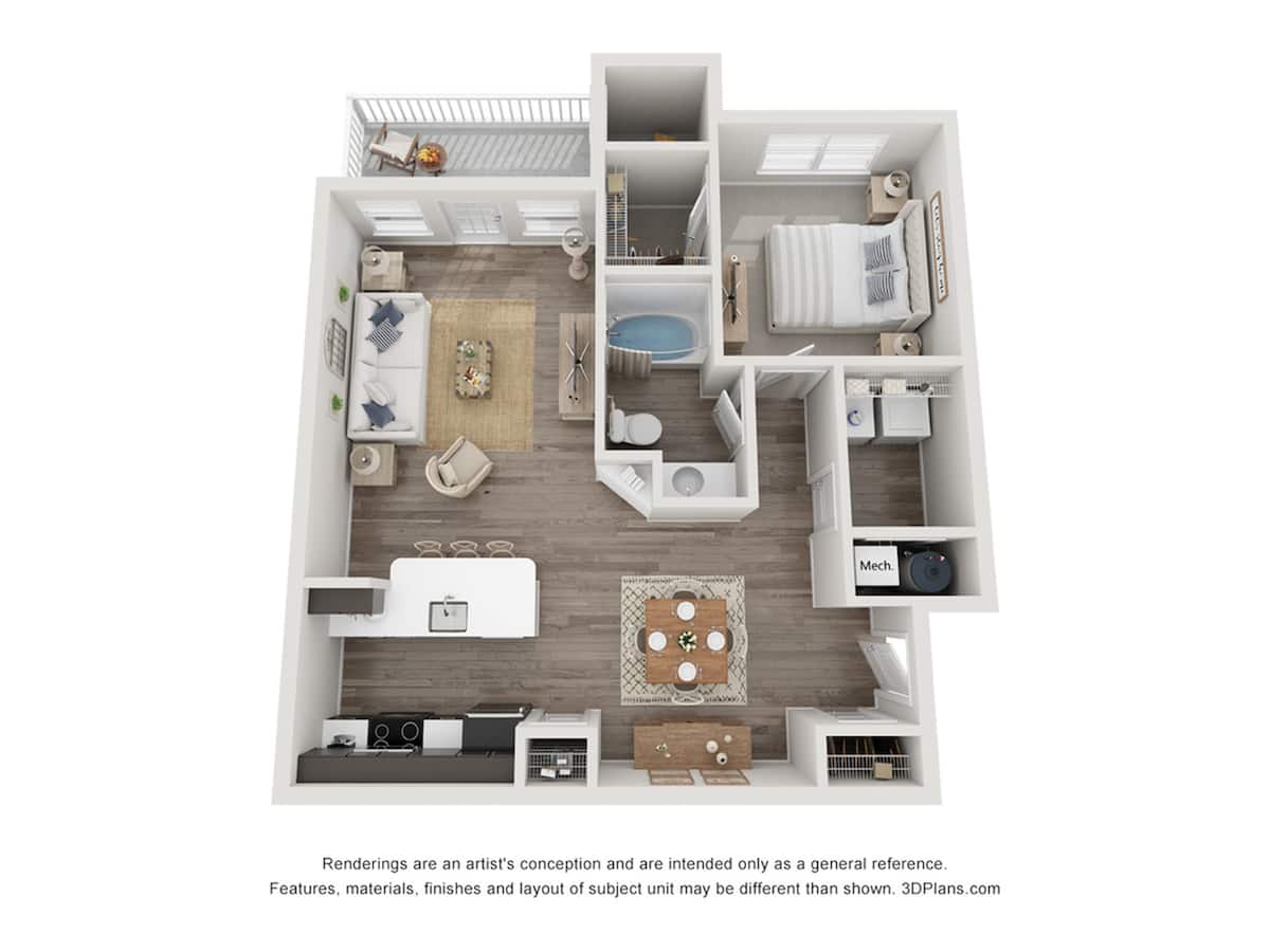 Floorplan diagram for The Indigo | Renovated, showing 1 bedroom
