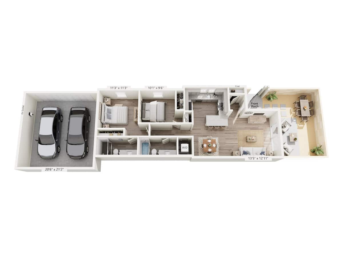 Floorplan diagram for Sunrise, showing 2 bedroom
