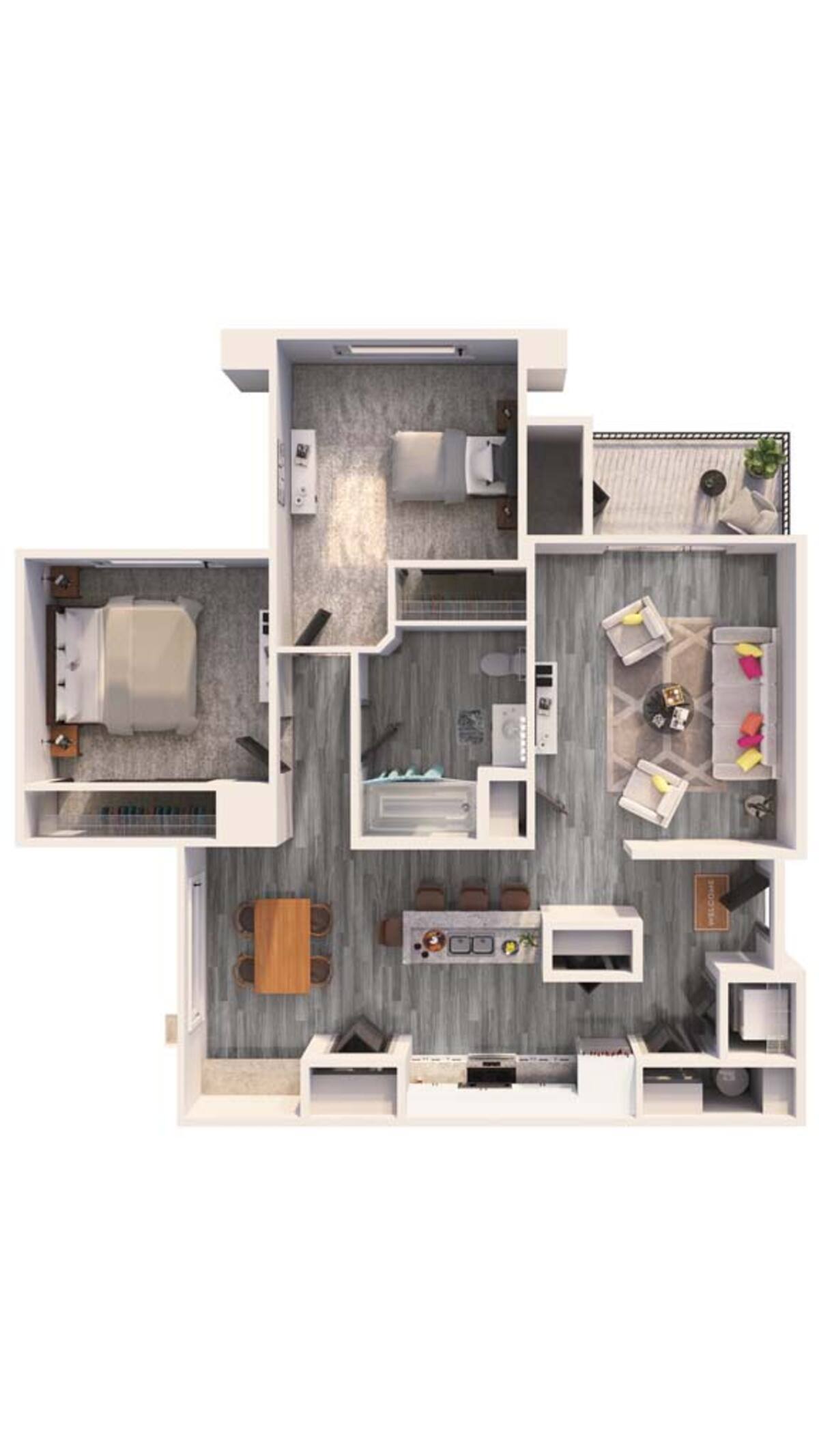 Floorplan diagram for B1, showing 2 bedroom