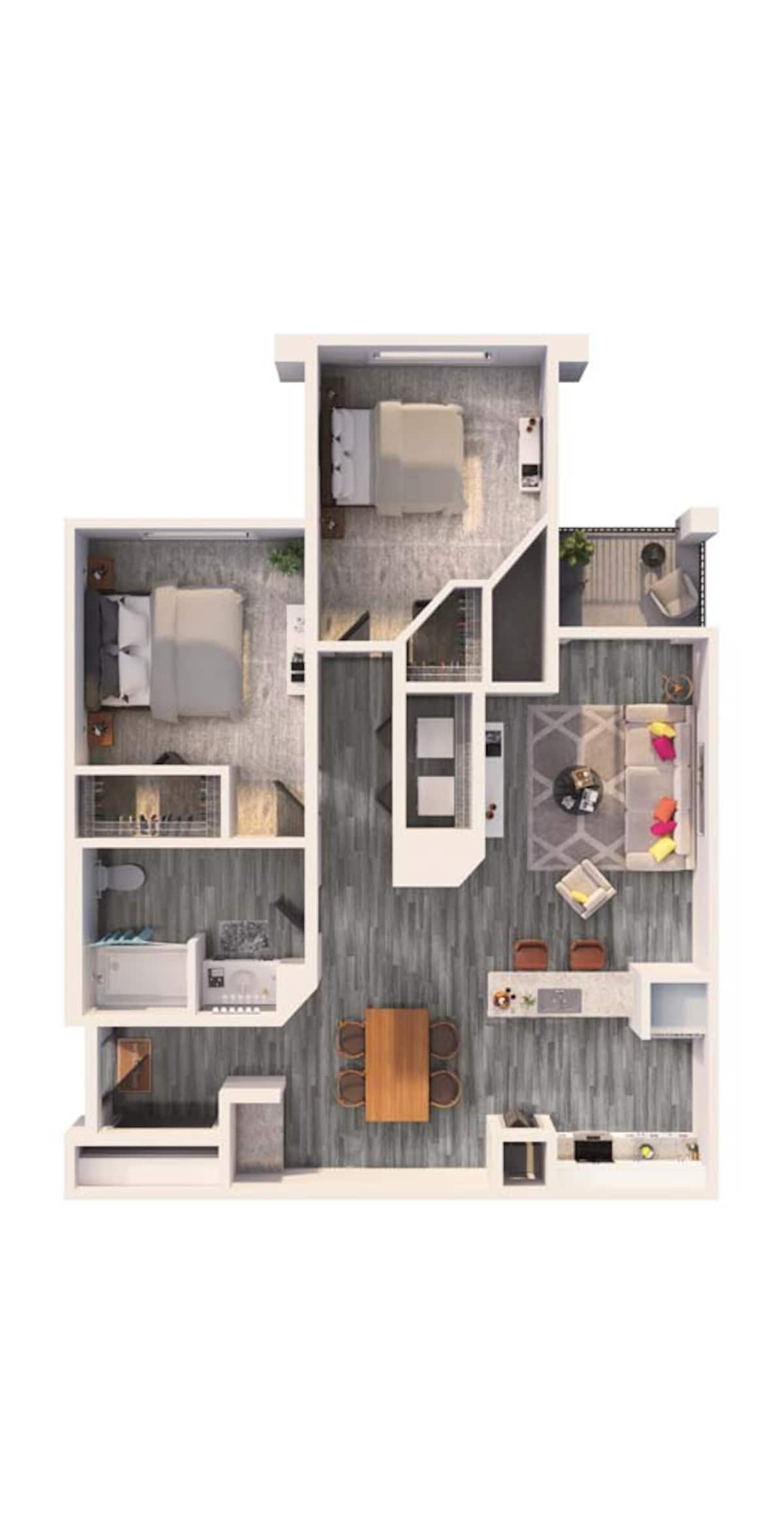 Floorplan diagram for B2, showing 2 bedroom