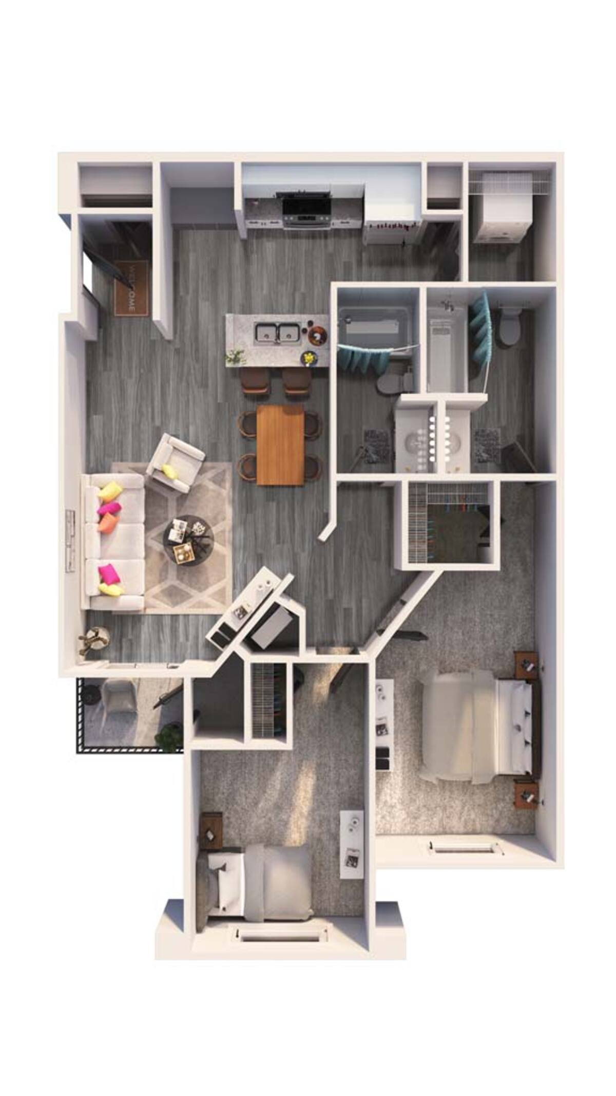 Floorplan diagram for B3, showing 2 bedroom