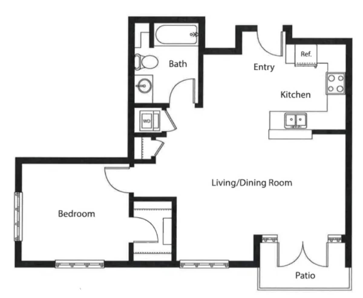 Floorplan diagram for The Side Car (Grand), showing 1 bedroom