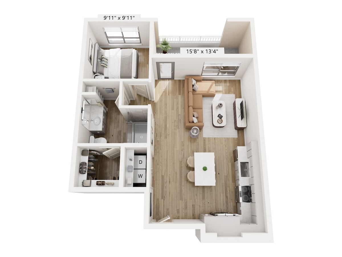 Grundrissdiagramm für A6 zeigt 1 Schlafzimmer
