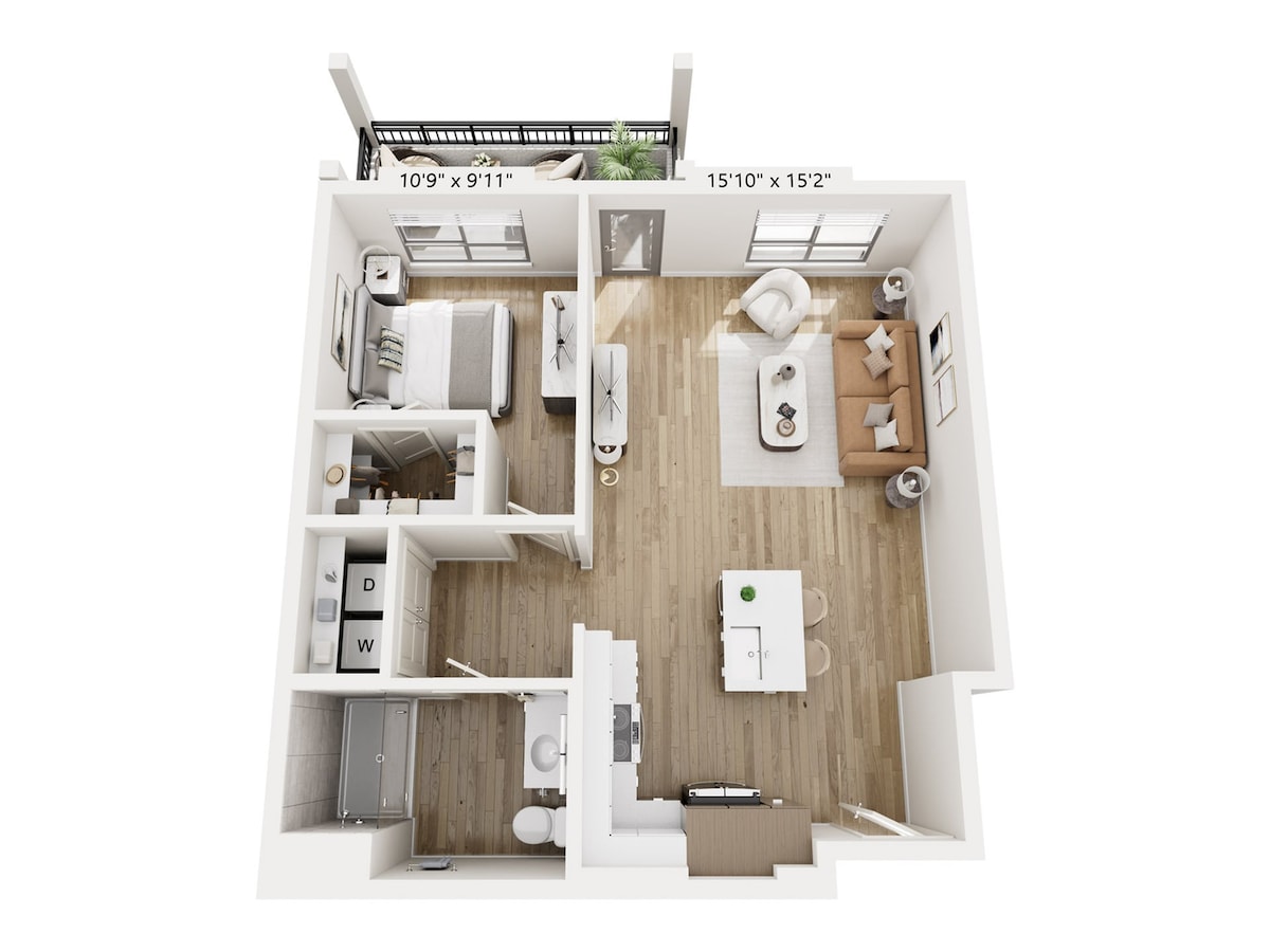 Grundrissdiagramm für A4 zeigt 1 Schlafzimmer