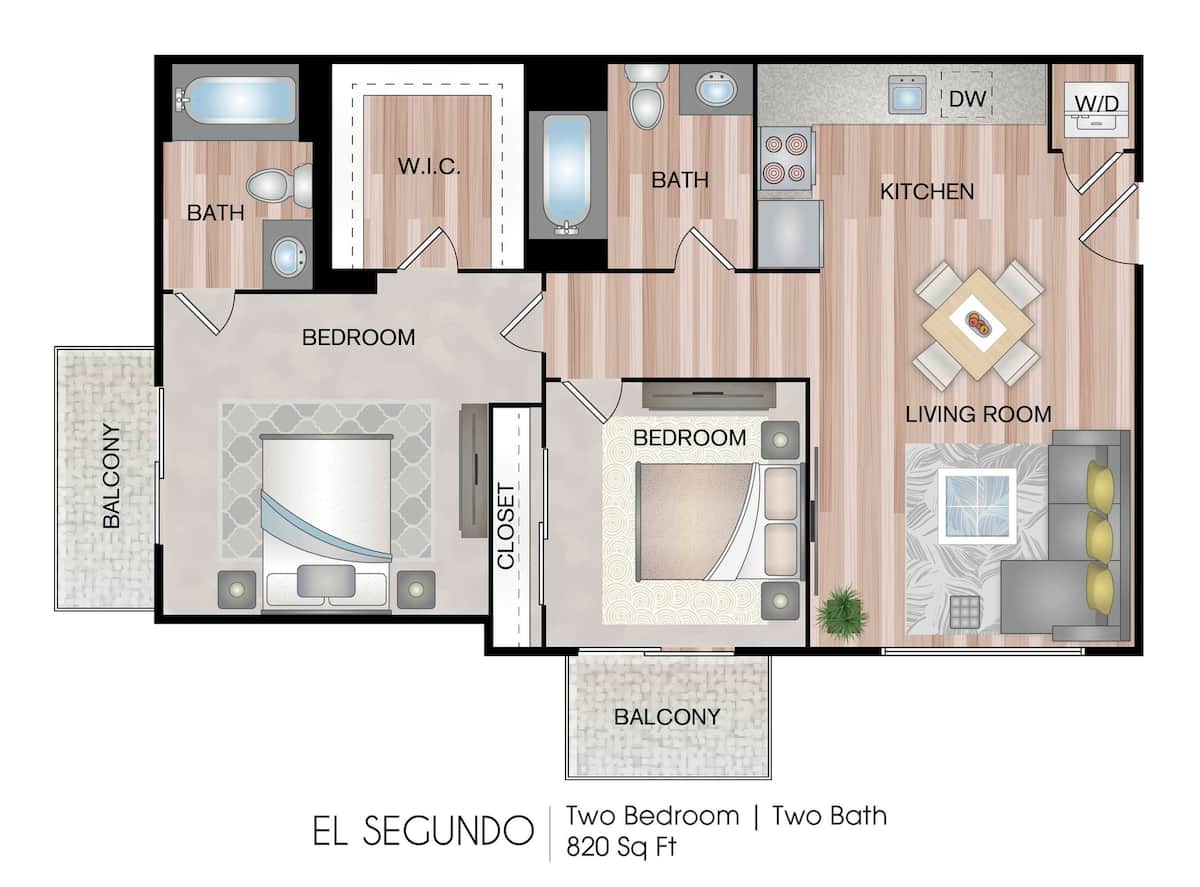 Floorplan diagram for El Segundo, showing 2 bedroom