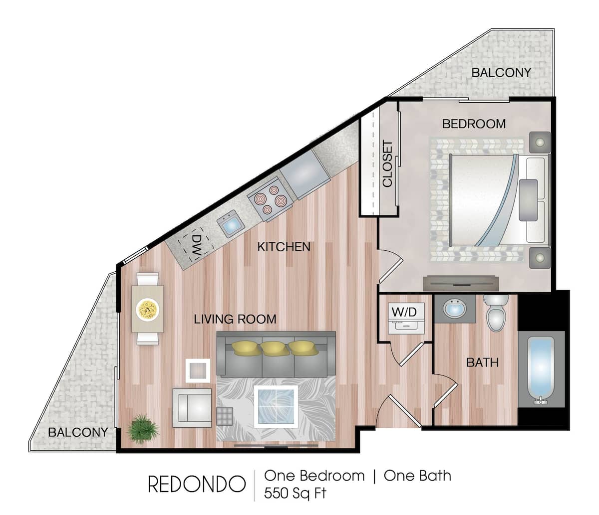 Floorplan diagram for Redondo, showing 1 bedroom