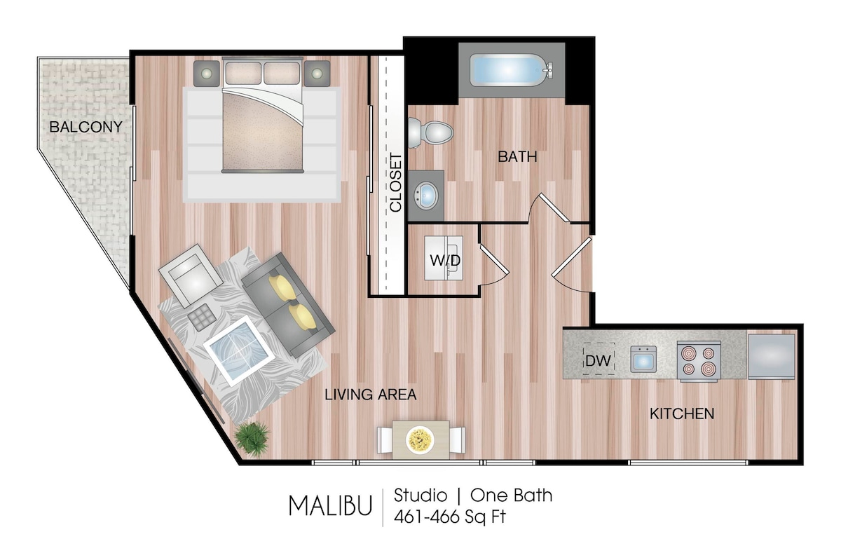 Floorplan diagram for Malibu, showing Studio