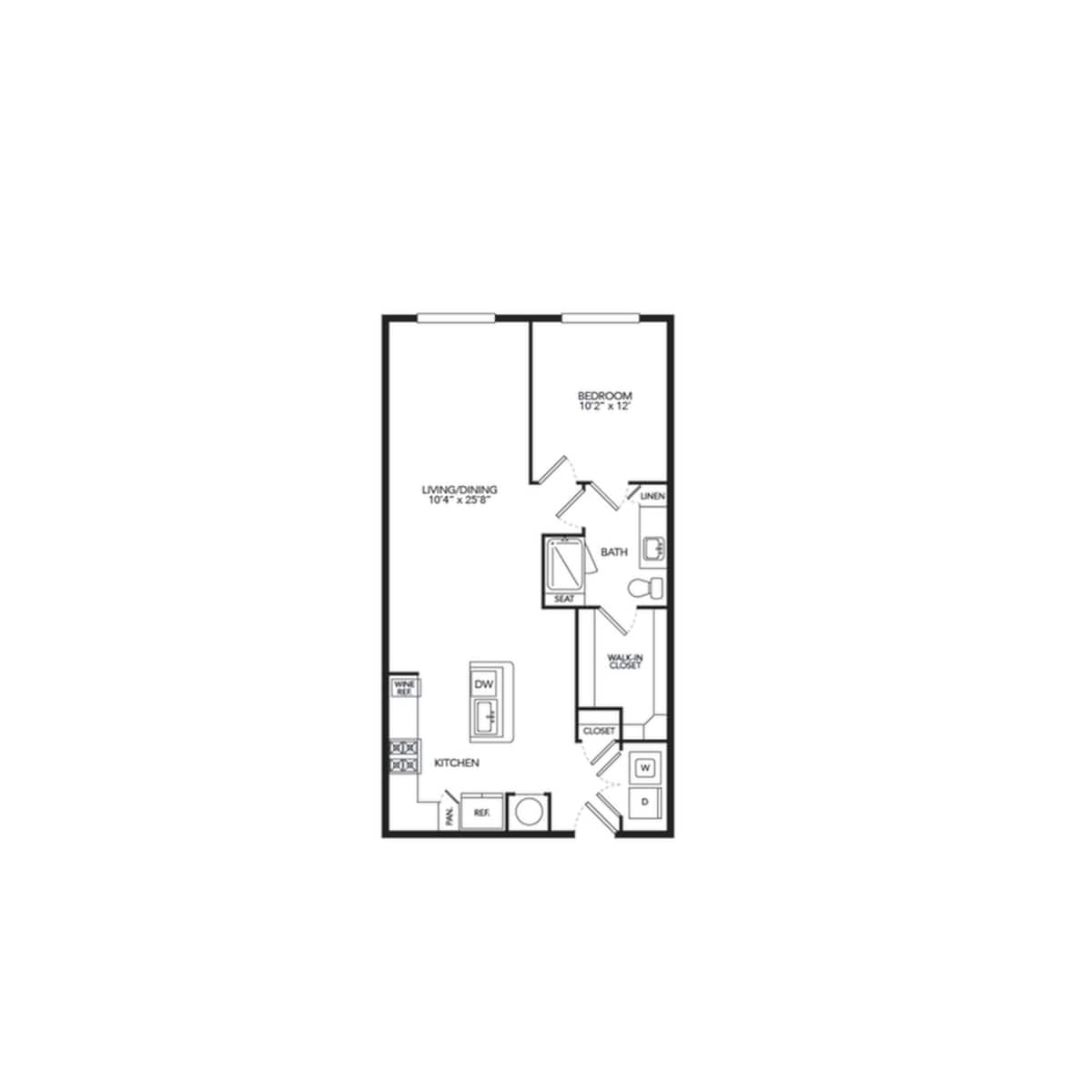 Floorplan diagram for A1, showing 1 bedroom