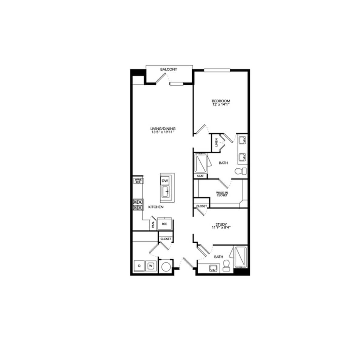 Floorplan diagram for A4, showing 1 bedroom