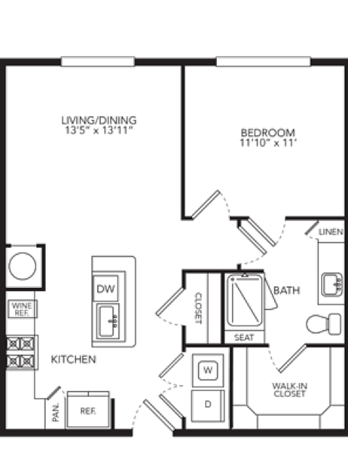 Floorplan diagram for A2B, showing 1 bedroom