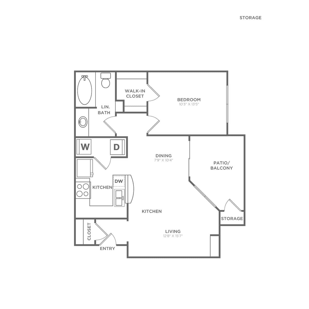 Floorplan diagram for A1-Classic, showing 1 bedroom