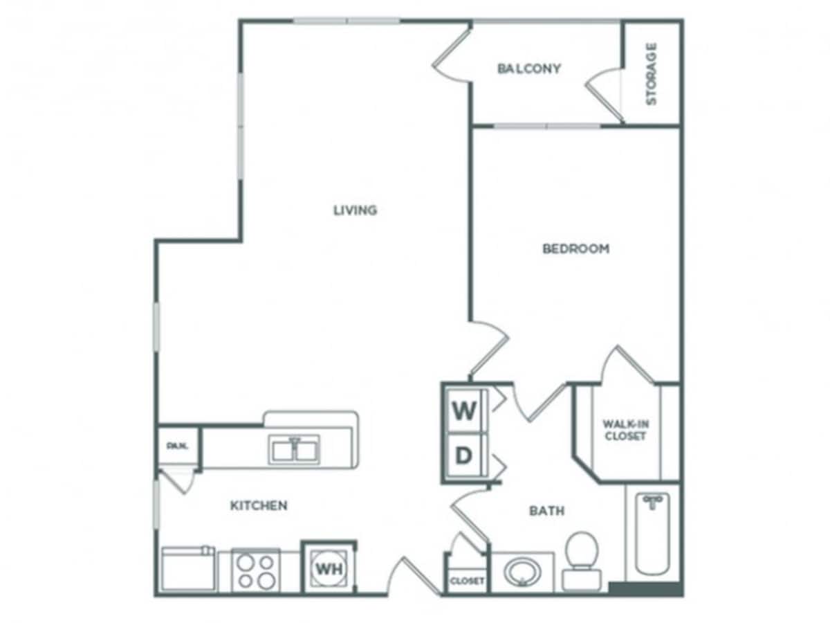 Floorplan diagram for One bedroom One Bath (825 SF), showing 1 bedroom