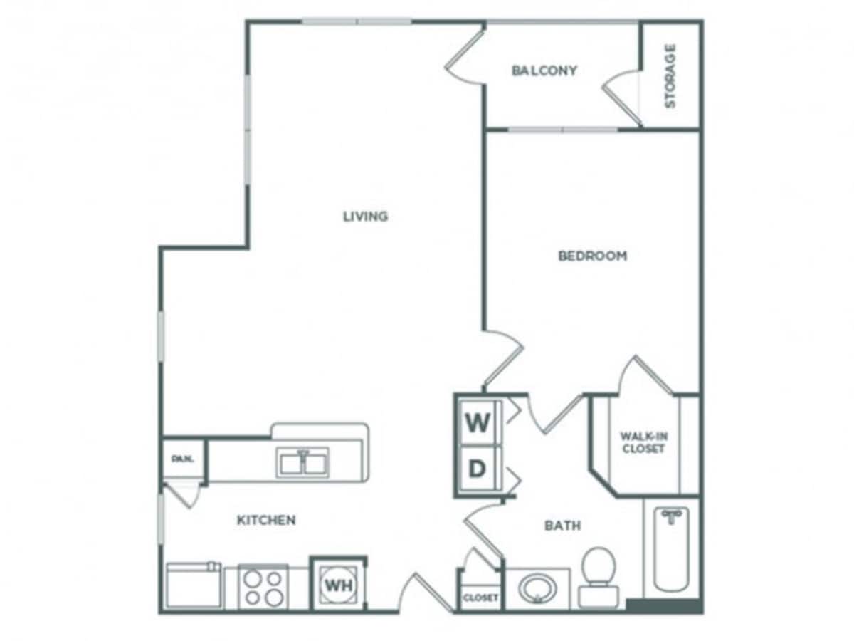 Floorplan diagram for One bedroom One Bath (825 SF), showing 1 bedroom