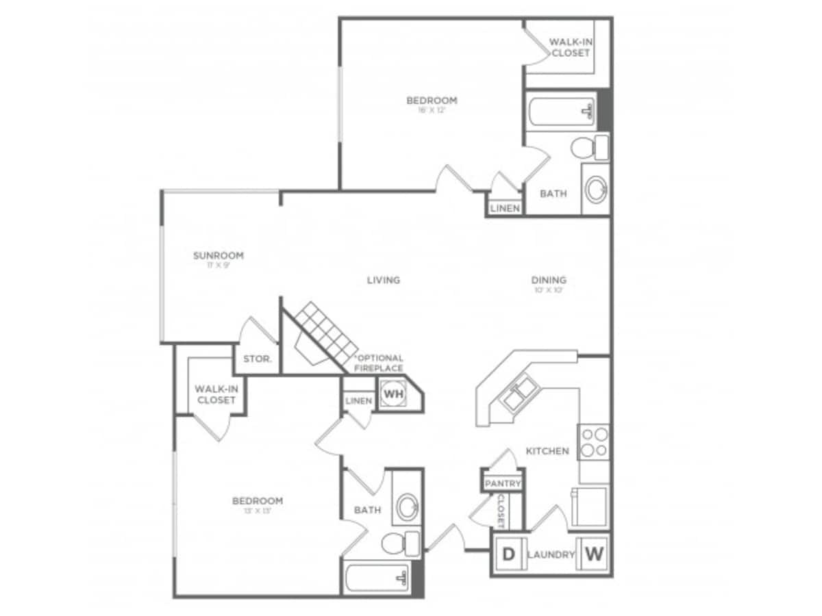 Floorplan diagram for One Bedroom, One Bath (691 SF), showing 1 bedroom