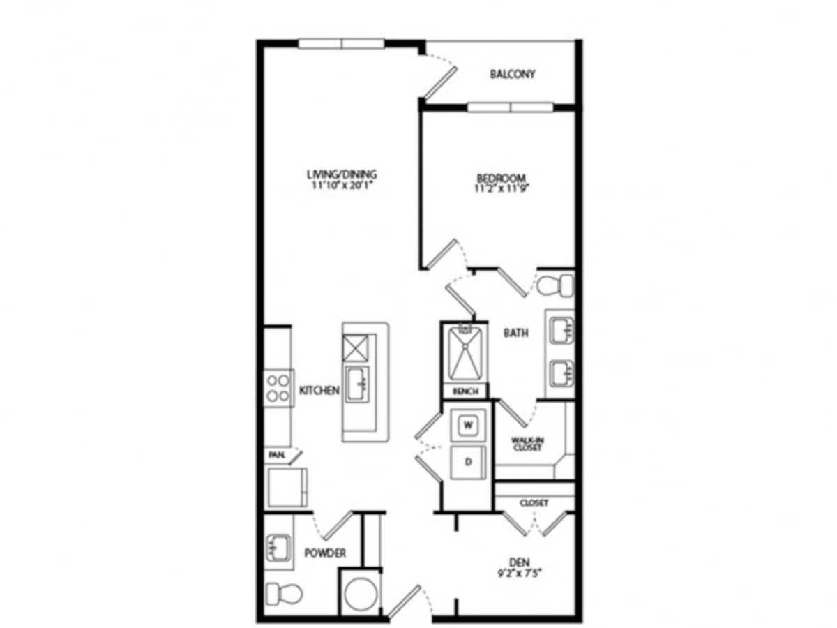Floorplan diagram for A3, showing 1 bedroom