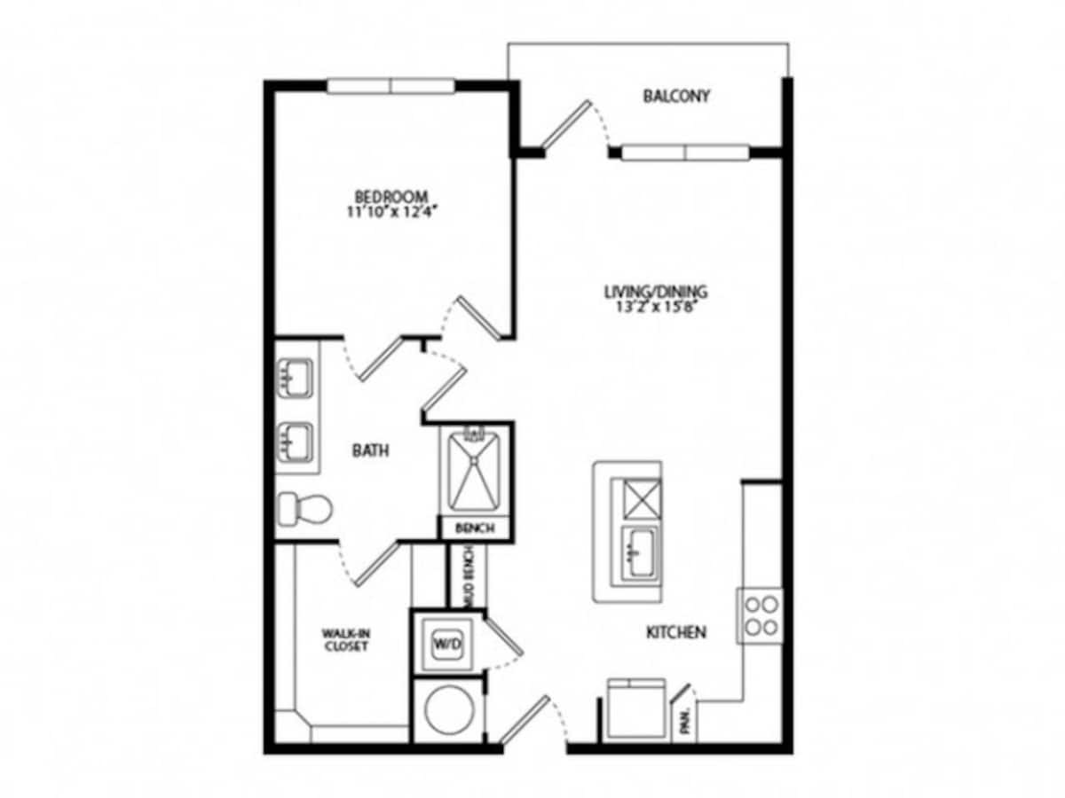 Floorplan diagram for A2, showing 1 bedroom