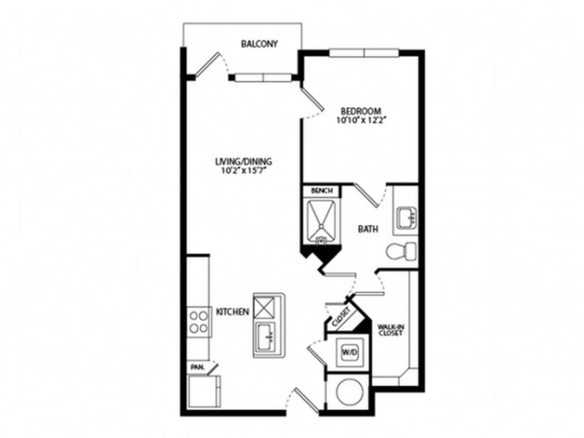 Floorplan diagram for A1D, showing 1 bedroom