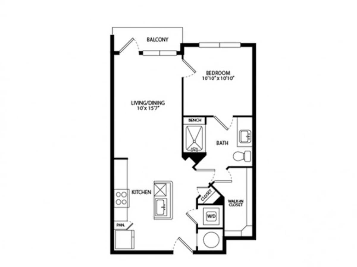 Floorplan diagram for A1C, showing 1 bedroom