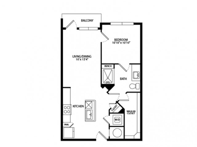 Floorplan diagram for A1A, showing 1 bedroom