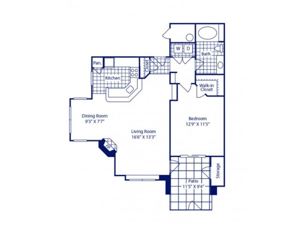 Floorplan diagram for 1B Sophisticated, showing 1 bedroom
