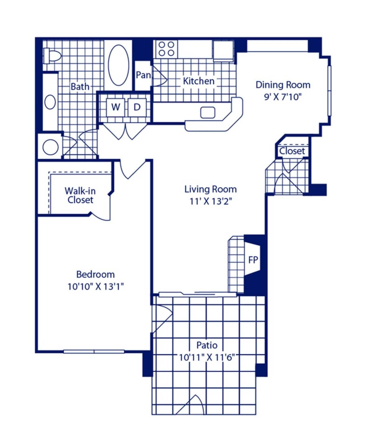 Floorplan diagram for 1A, showing 1 bedroom