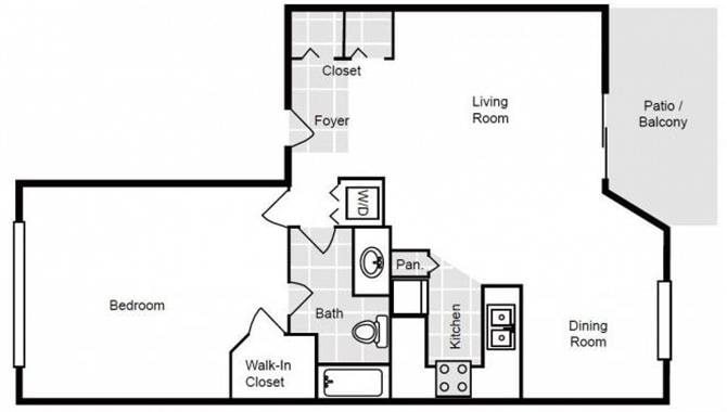 Floorplan diagram for Carrol, showing 1 bedroom