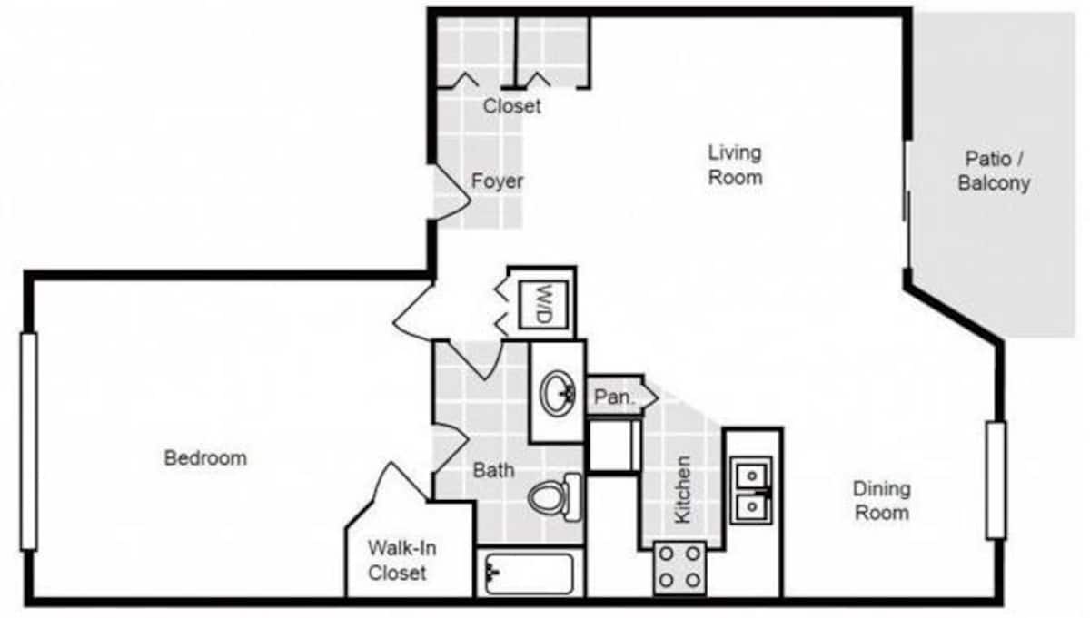 Floorplan diagram for Carrol, showing 1 bedroom