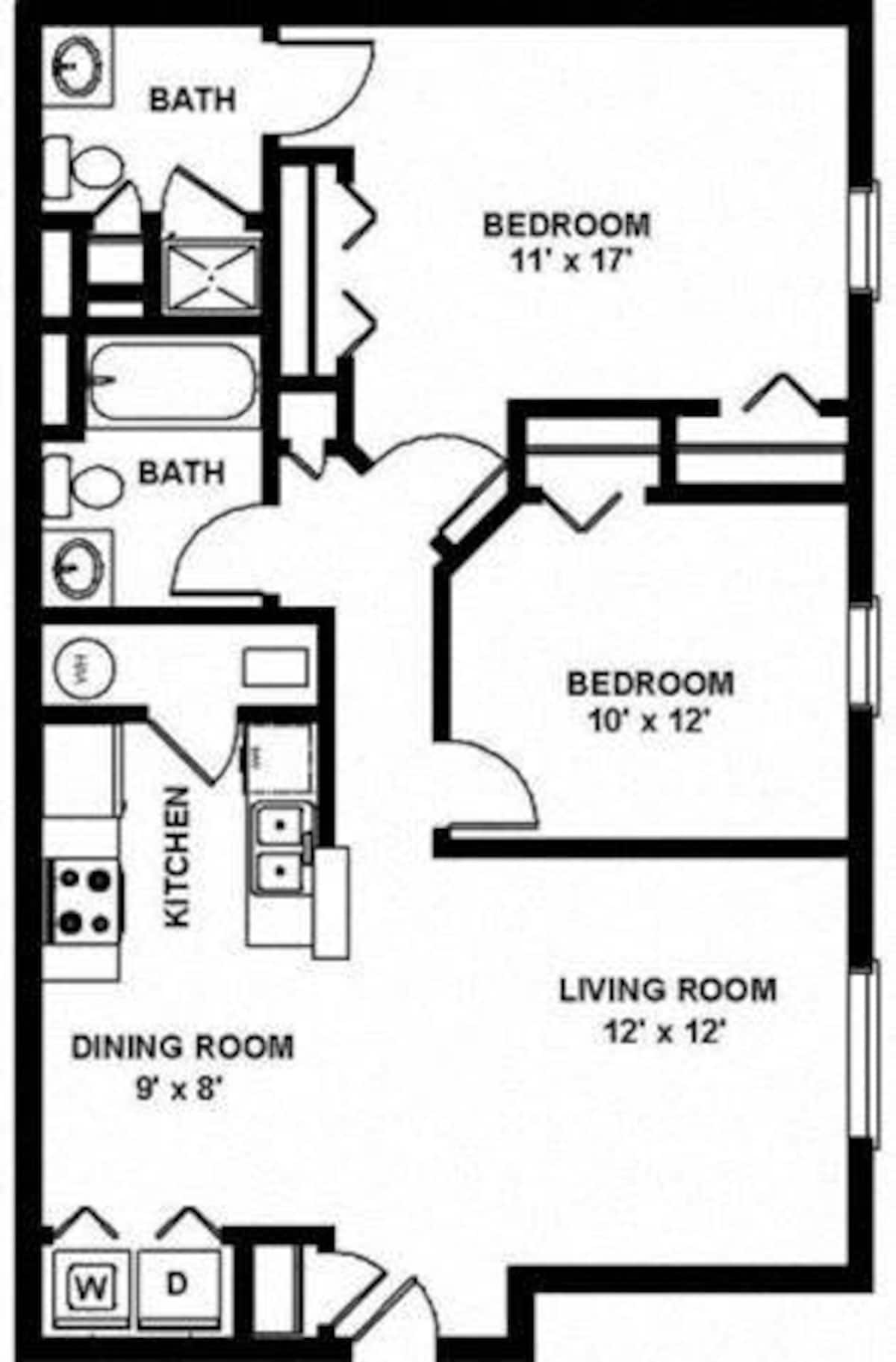 Floorplan diagram for Two Bedroom - 2, showing 2 bedroom