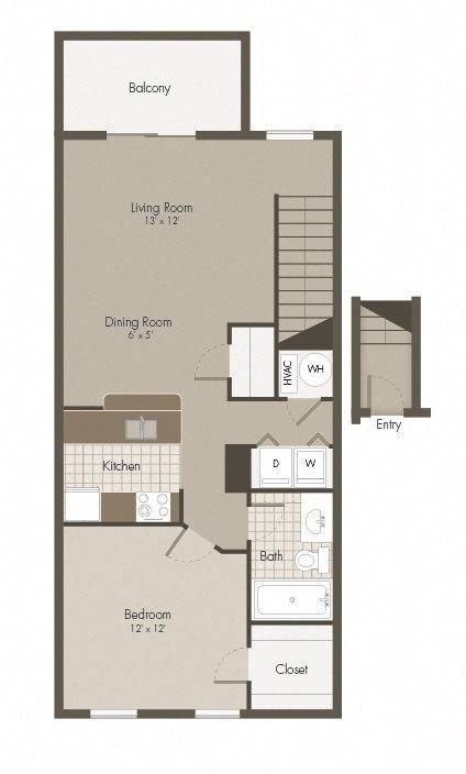 Floorplan diagram for Carriage House, showing 1 bedroom
