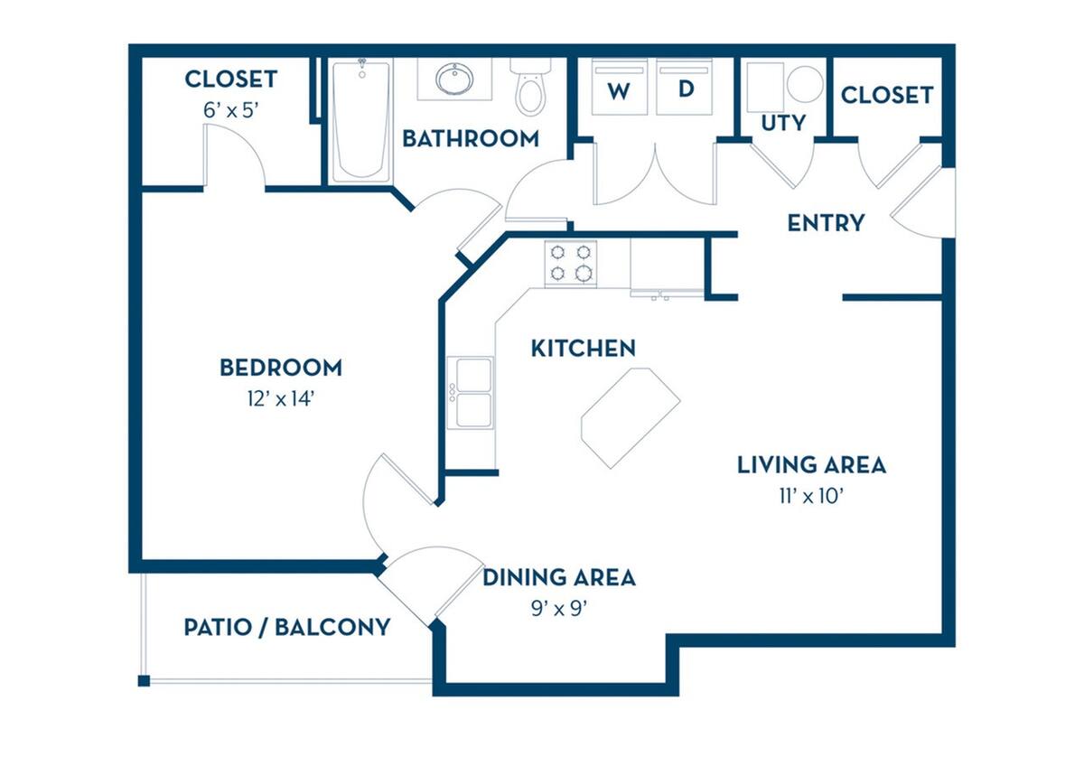 Floorplan diagram for Klein, showing 1 bedroom