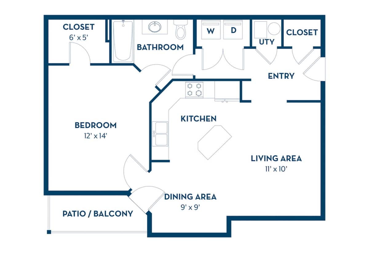 Floorplan diagram for Klein | Renovated, showing 1 bedroom