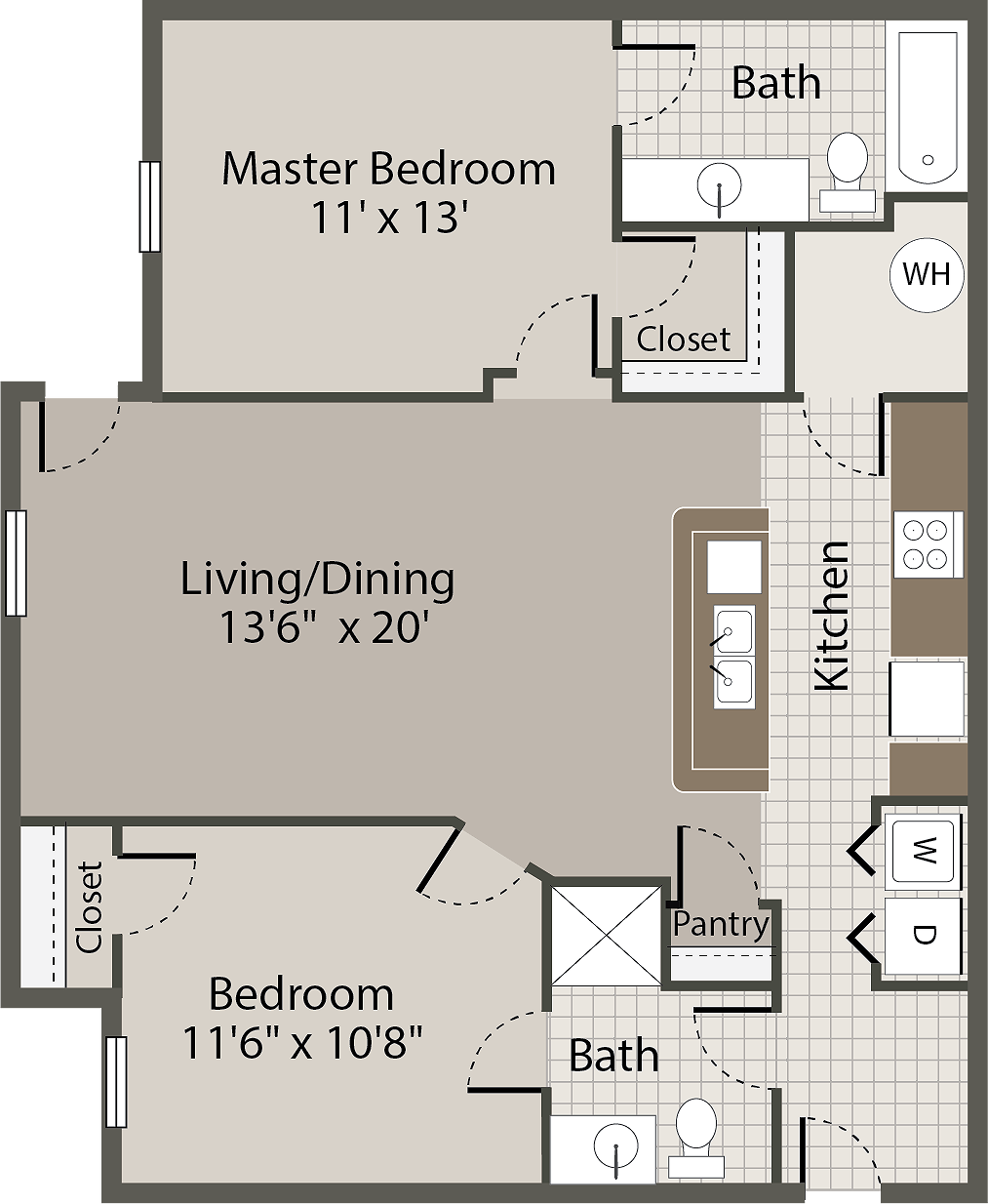 Floorplan diagram for Devonshire, showing 2 bedroom