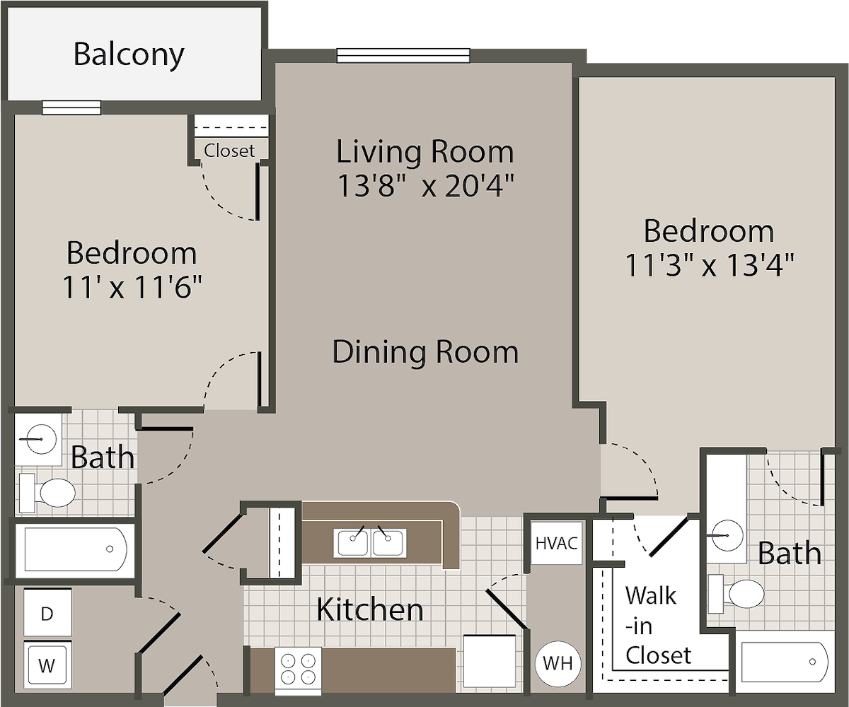 Floorplan diagram for Normandy, showing 2 bedroom